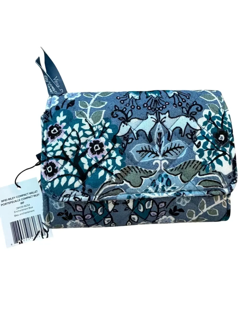 Vera Bradley RFID Riley Compact Wallet Enchantment Blue NEW WITH TAGS - Picture 1 of 9